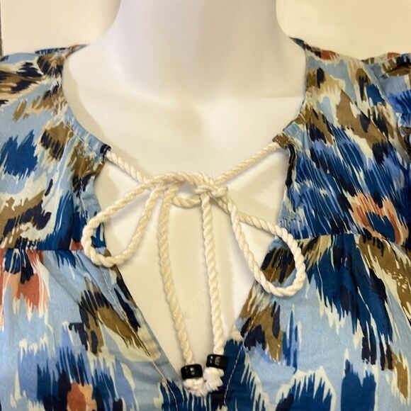 House of Harlow 1960 Boho Floral Ruffled Sleeve V-Neck Blouse w/ Rope Tie-Small - Picture 5 of 15